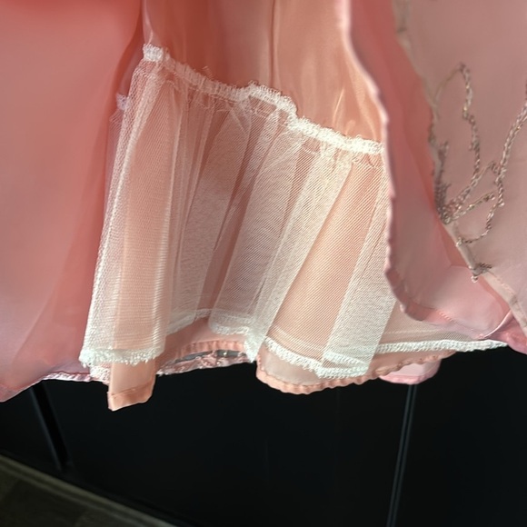 Badgley Mischka Embroidered sparkle,sleeveless Midi,satin tie waist,hidden zip - Picture 4 of 5